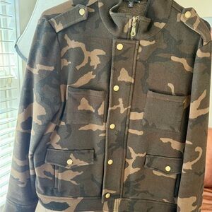 DREW Camouflage Bomber Jacket with Gold Accents